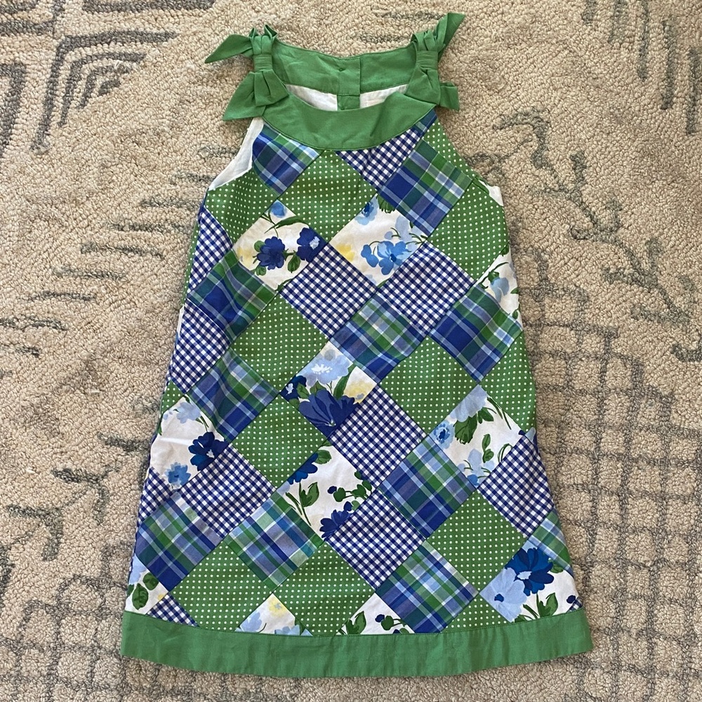 Janie & Jack size 4 Green and Blue Patchwork Dress